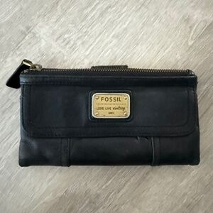 Fossil Women’s Black Leather Vintage Wallet Casual Lightweight